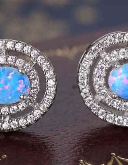 Load image into Gallery viewer, 925 Sterling Silver Opal Round Stud Earrings
