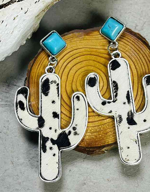 Load image into Gallery viewer, Turquoise Cactus Earrings
