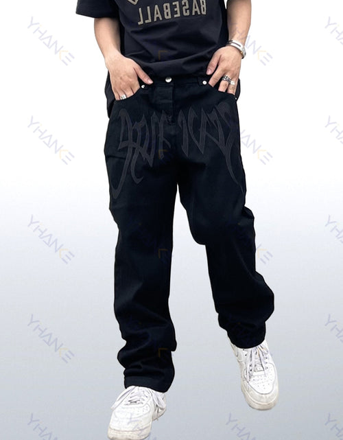 Load image into Gallery viewer, Men&#39;s Loose Black Street Jeans
