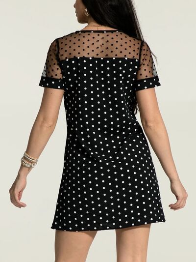 Load image into Gallery viewer, Polka Dot Short Sleeve Mini Dress
