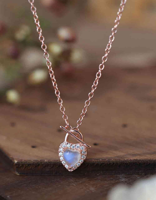 Load image into Gallery viewer, Moonstone Heart Lock Pendant Necklace
