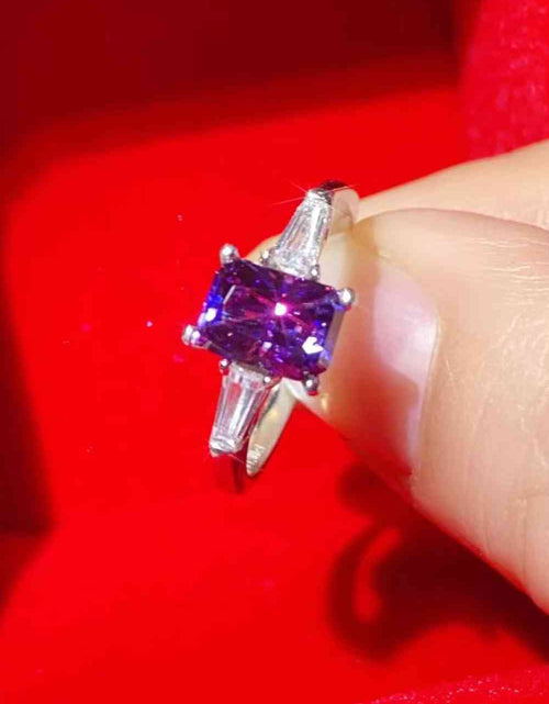 Load image into Gallery viewer, 1 Carat Moissanite Platinum-Plated Rectangle Ring in Purple
