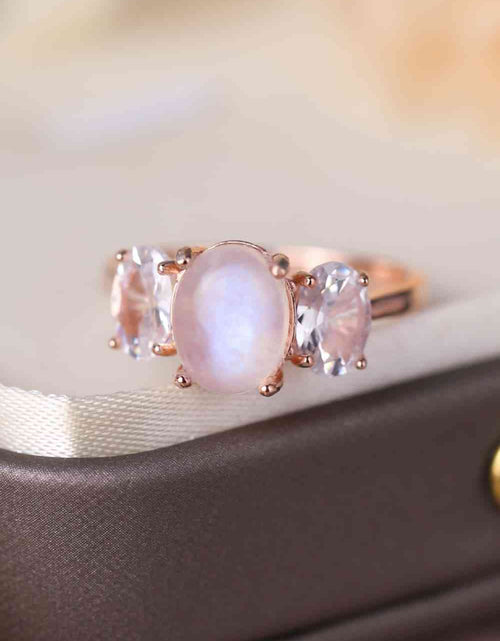 Load image into Gallery viewer, High Quality Natural Moonstone 925 Sterling Silver Three Stone Ring
