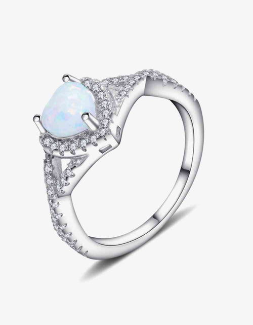 Load image into Gallery viewer, 925 Sterling Silver Heart Opal Crisscross Ring
