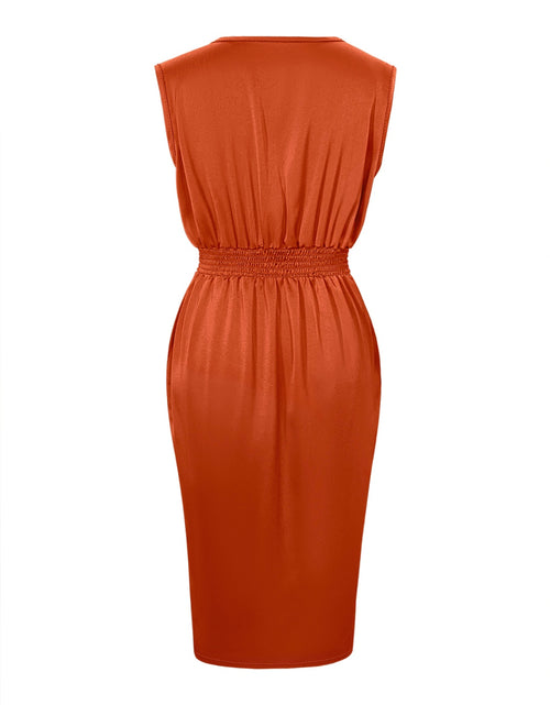 Load image into Gallery viewer, Slit Surplice Sleeveless Midi Dress
