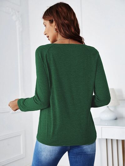 Load image into Gallery viewer, Lace Detail V-Neck Long Sleeve Top
