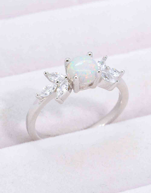 Load image into Gallery viewer, 925 Sterling Silver Opal and Zircon Ring
