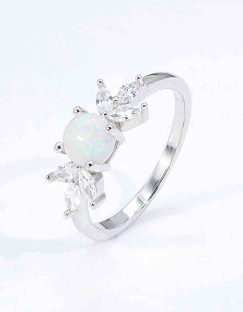 Load image into Gallery viewer, 925 Sterling Silver Opal and Zircon Ring
