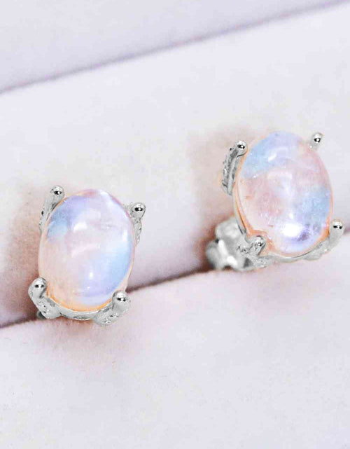 Load image into Gallery viewer, Natural Moonstone 4-Prong Stud Earrings
