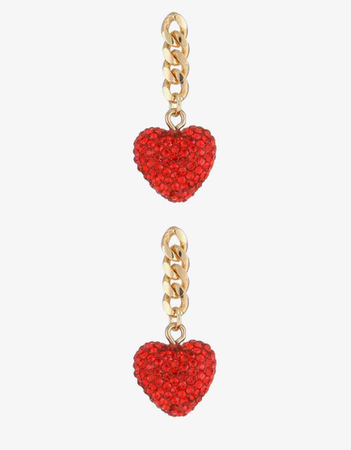 Load image into Gallery viewer, Rhinestone Heart Chain Drop Earrings
