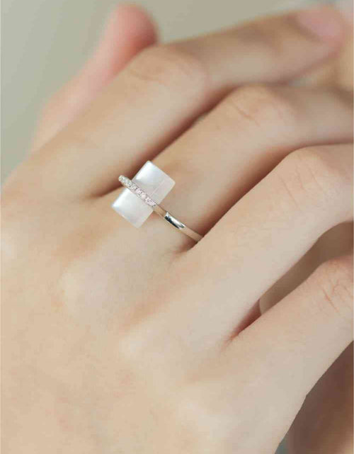 Load image into Gallery viewer, Natural Moonstone Platinum-Plated Ring
