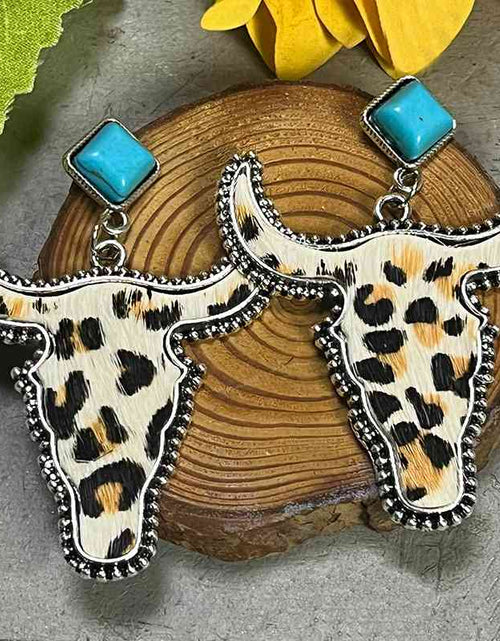 Load image into Gallery viewer, Bull Shape Turquoise Dangle Earrings
