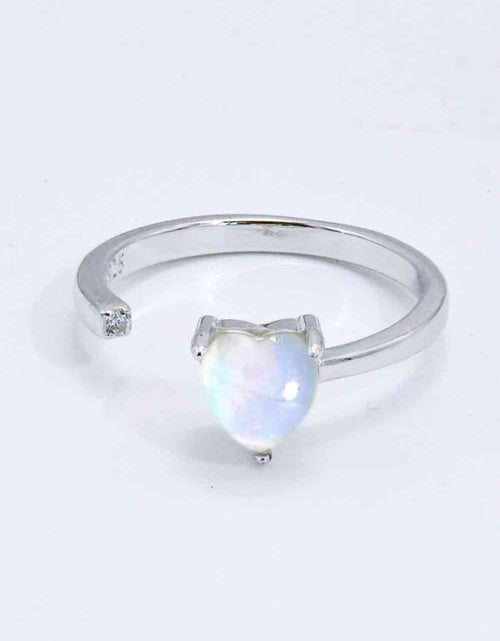 Load image into Gallery viewer, Inlaid Moonstone Heart Adjustable Open Ring
