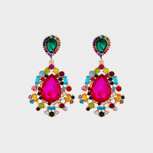 Load image into Gallery viewer, Teardrop Shape Rhinestone Alloy Dangle Earrings
