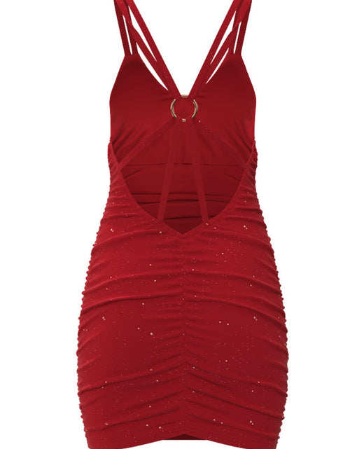 Load image into Gallery viewer, Glitter Double Spaghetti Straps Mini Dress
