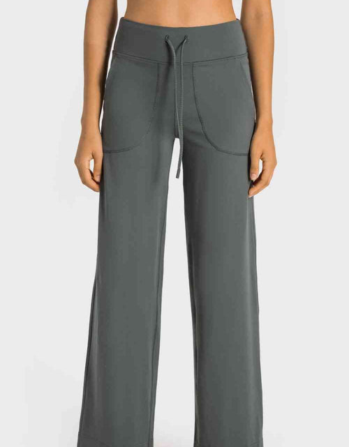 Load image into Gallery viewer, Drawstring Waist Wide Leg Sports Pants with Pockets
