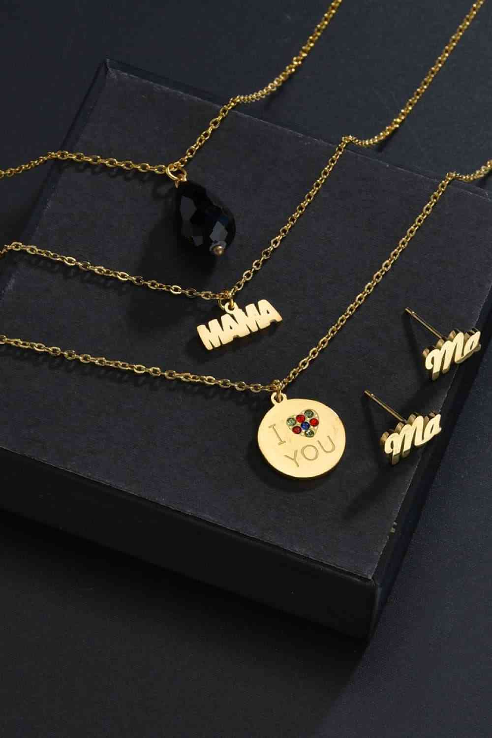 Triple-layer MAMA I LOVE YOU 18K gold-plated Pendant Combo Deal