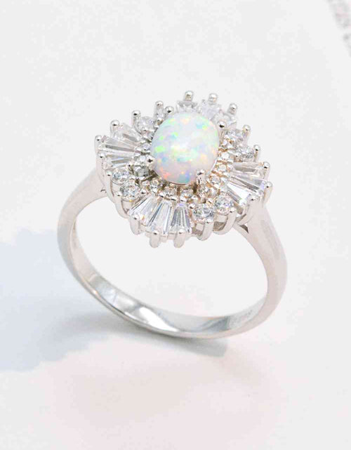 Load image into Gallery viewer, Modern 925 Sterling Silver Opal Halo Ring
