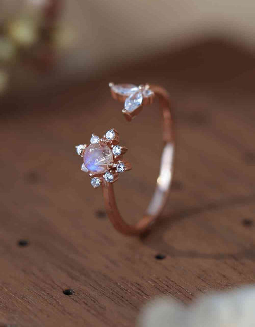 Load image into Gallery viewer, Moonstone 18K Rose Gold-Plated Open Ring
