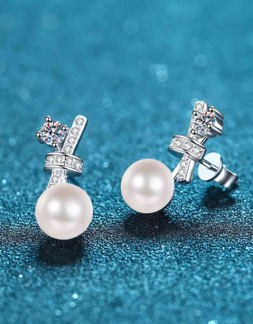 Load image into Gallery viewer, Pearl Moissanite Stud Earrings
