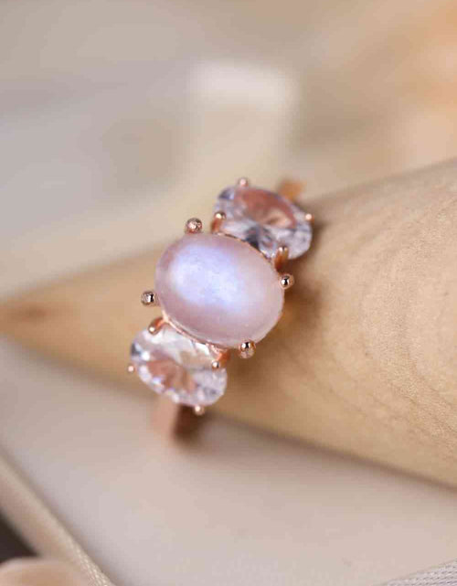 Load image into Gallery viewer, High Quality Natural Moonstone 925 Sterling Silver Three Stone Ring
