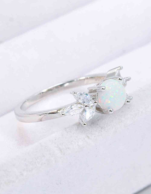 Load image into Gallery viewer, 925 Sterling Silver Opal and Zircon Ring
