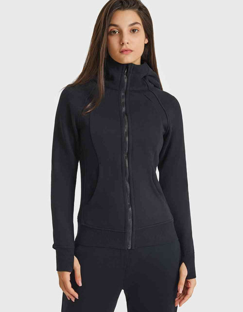 Load image into Gallery viewer, Zip Up Seam Detail Hooded Sports Jacket
