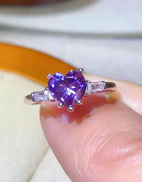 Load image into Gallery viewer, 1 Carat Moissanite Heart-Shaped Platinum-Plated Ring in Purple
