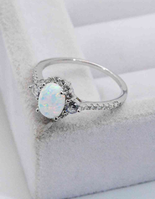 Load image into Gallery viewer, 925 Sterling Silver Platinum-Plated Opal Ring
