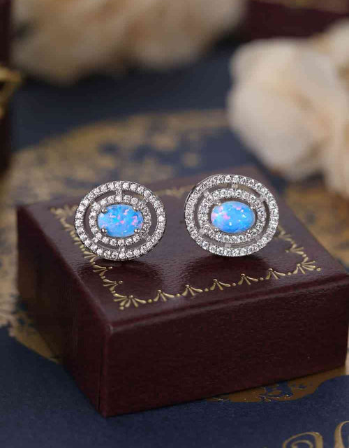 Load image into Gallery viewer, 925 Sterling Silver Opal Round Stud Earrings
