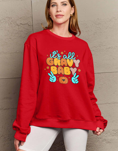 Load image into Gallery viewer, Simply Love Full Size IT&#39;S ALL GRAVY BABY Long Sleeve Sweatshirt
