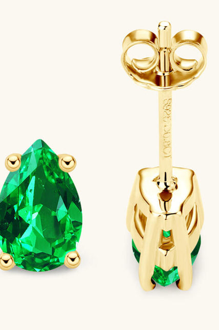 Load image into Gallery viewer, Lab-Grown Emerald Stud Earrings
