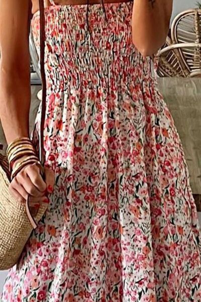 Load image into Gallery viewer, Smocked Floral Spaghetti Strap Dress
