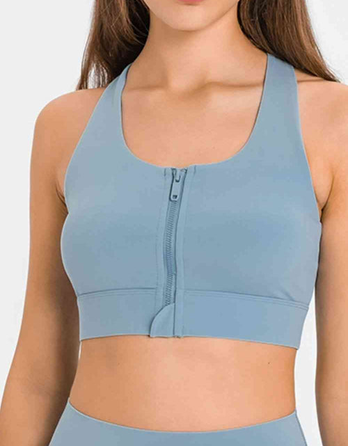 Load image into Gallery viewer, Zip Up Racerback Sports Bra
