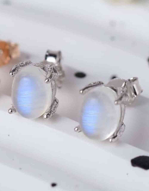 Load image into Gallery viewer, High Quality Natural Moonstone 925 Sterling Silver Stud Earrings
