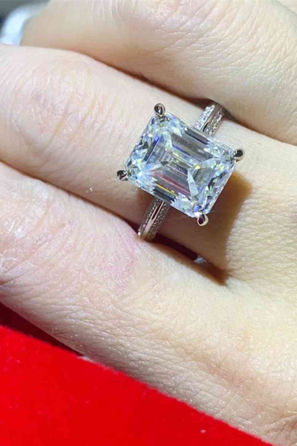 5 Carat Moissanite Platinum-Plated Ring