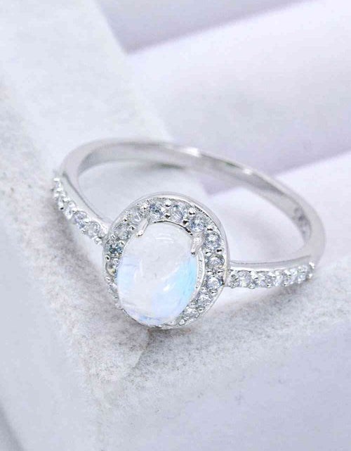 Load image into Gallery viewer, 925 Sterling Silver Natural Moonstone Halo Ring
