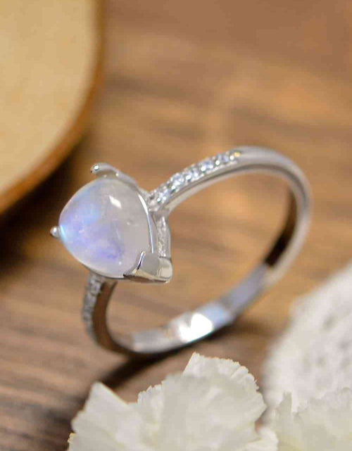 Load image into Gallery viewer, High Quality Natural Moonstone Teardrop Side Stone Ring
