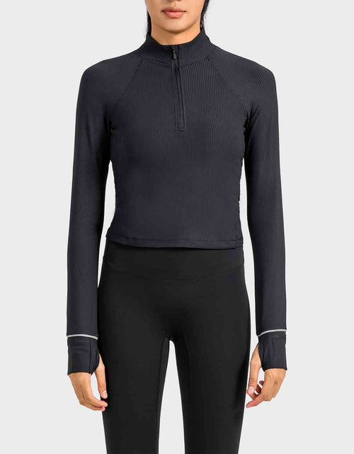 Load image into Gallery viewer, Mock Neck Half Zip Long Sleeve Sport Top
