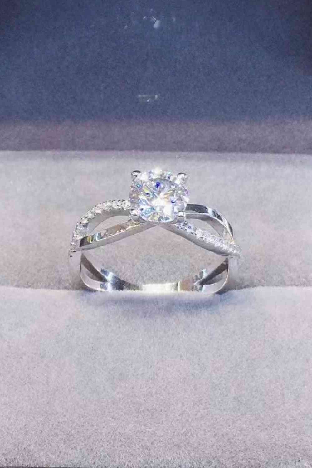 2 Carat Moissanite Crisscross 925 Sterling Silver Ring