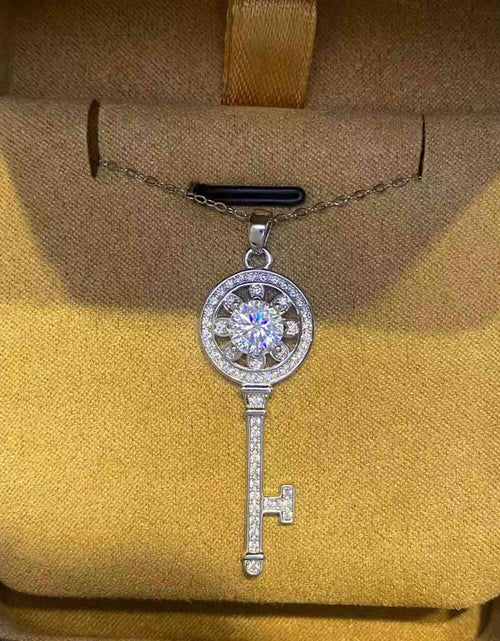 Load image into Gallery viewer, 1 Carat Moissanite Platinum-Plated Key Pendant Necklace
