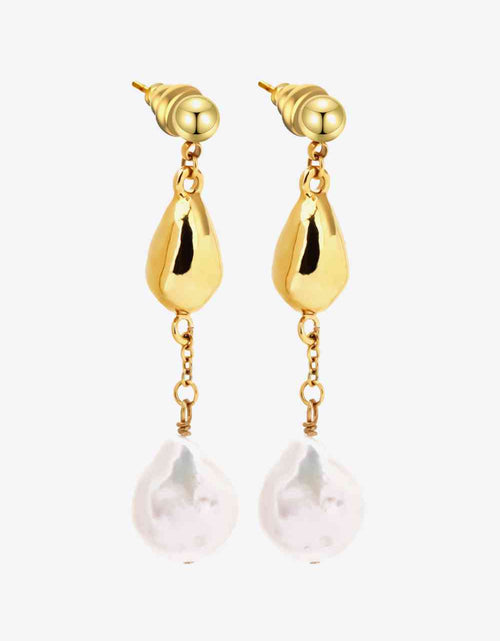 Load image into Gallery viewer, 18K Gold-Plated Two-Tone Pearl Drop Earrings
