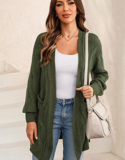 Load image into Gallery viewer, Cable-Knit Dropped Shoulder Cardigan
