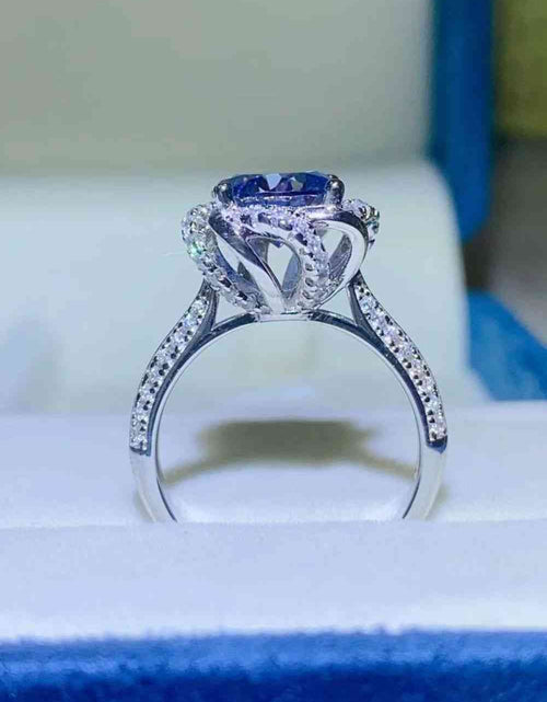 Load image into Gallery viewer, 2 Carat Cobalt Blue Moissanite 925 Sterling Silver Ring
