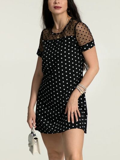 Load image into Gallery viewer, Polka Dot Short Sleeve Mini Dress
