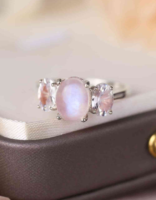 Load image into Gallery viewer, High Quality Natural Moonstone 925 Sterling Silver Three Stone Ring
