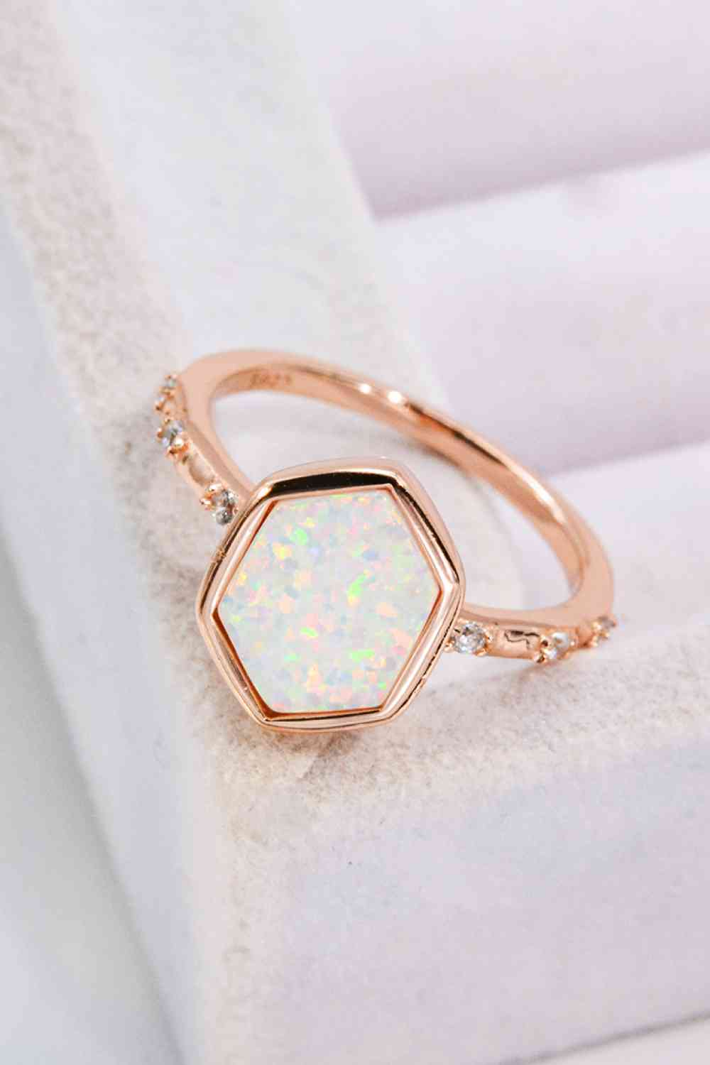 Opal Hexagon 925 Sterling Silver Ring