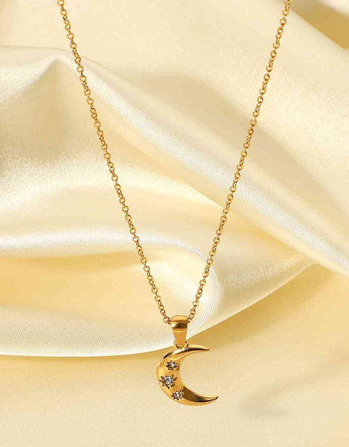 Load image into Gallery viewer, 18K Gold Plated Inlaid Zircon Moon Pendant Necklace
