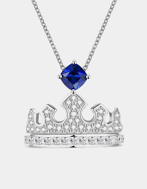 Load image into Gallery viewer, Zircon Lab-Grown Sapphire Crown Shape Pendant Necklace
