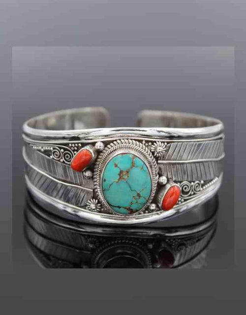 Load image into Gallery viewer, Turquoise Open Bracelet
